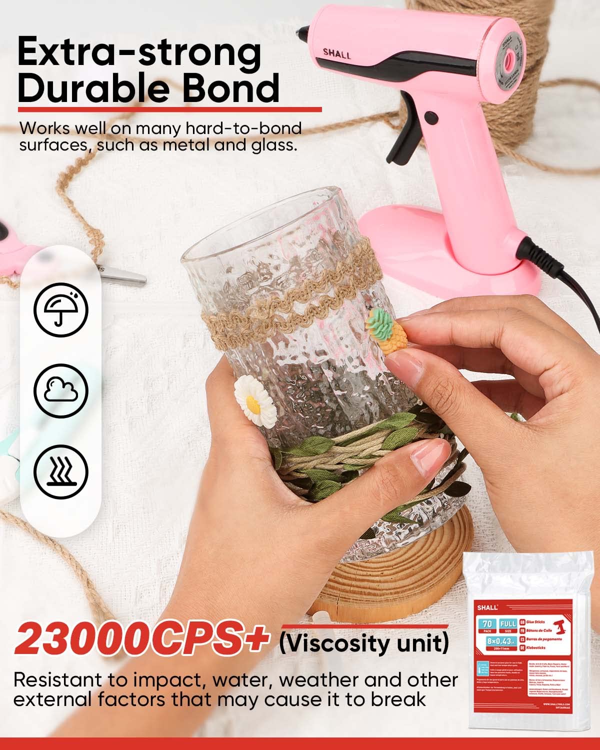 SHALL Full Size Hot Glue Sticks, 0.43??Dia x 8??Long, 70-Pack Clear Hot Melt Glue Gun Sticks for
