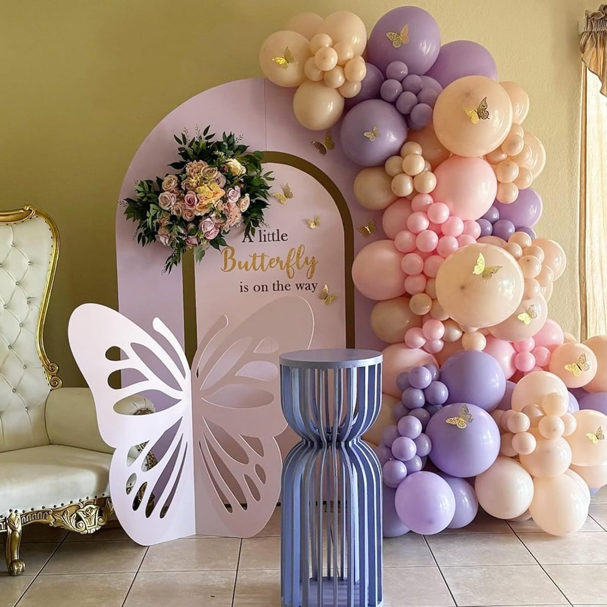 52 PCS 12 Inch Metallic Chrome Pink and Purple Latex Balloons for Girls Birthday, Baby Shower
