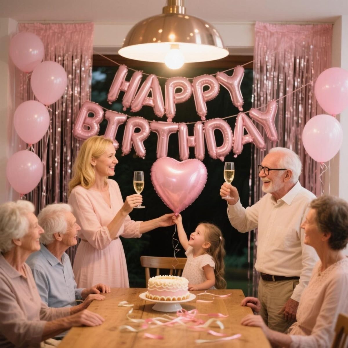 29 Pcs Pink Birthday Party Decorations - Happy Birthday Balloons Banner Baby Pink, Heart & Star