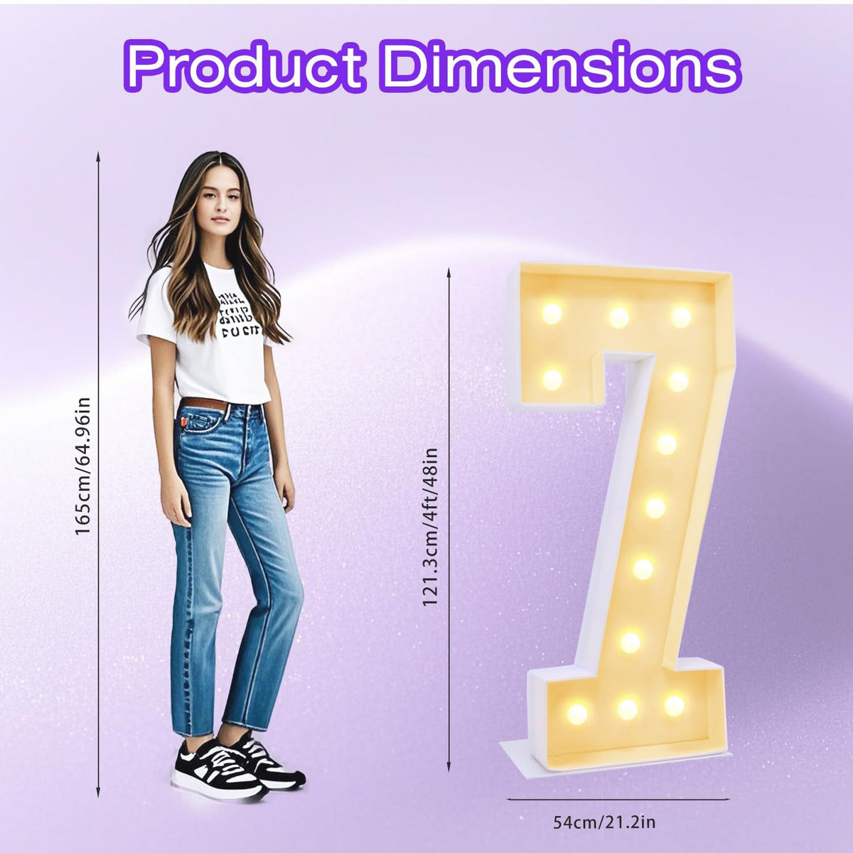 4FT Plastic Marquee Numbers 7 - Light up Numbers Are Made from Corrugated Plastic Board - Quick