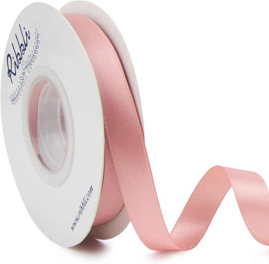 Ribbli Rose Gold Double Faced Satin Ribbon,1/2 Inch x Continuous 25 Yards,Use for Craft Bows