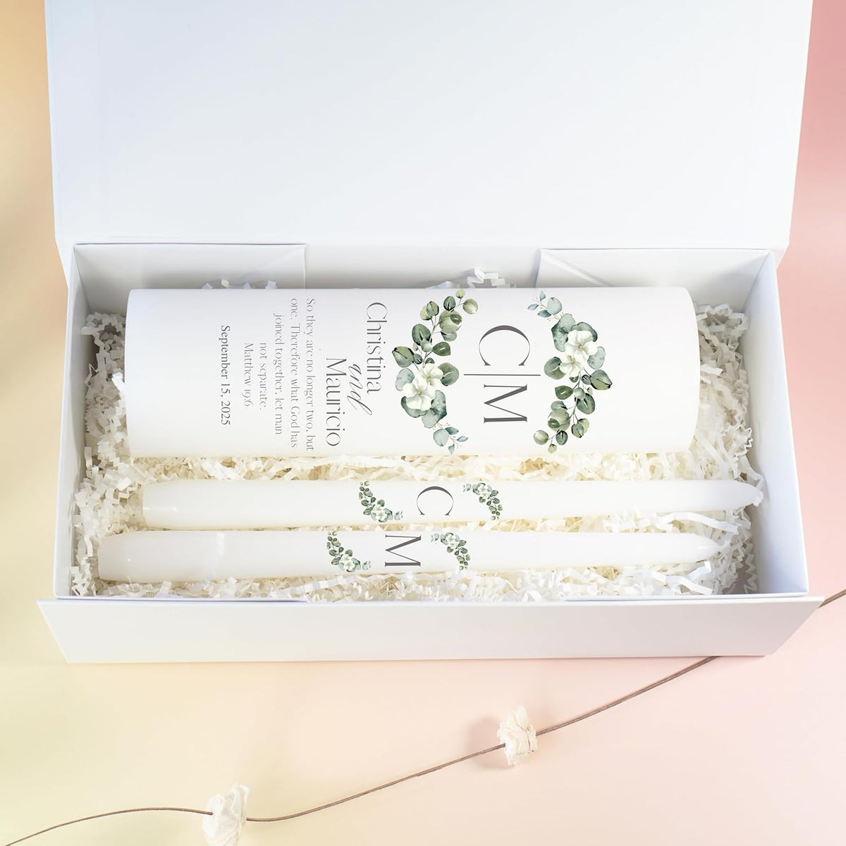Unity Candles for Wedding, Modern Unity Set, Custom and Personalized Pillar and Taper Candles with