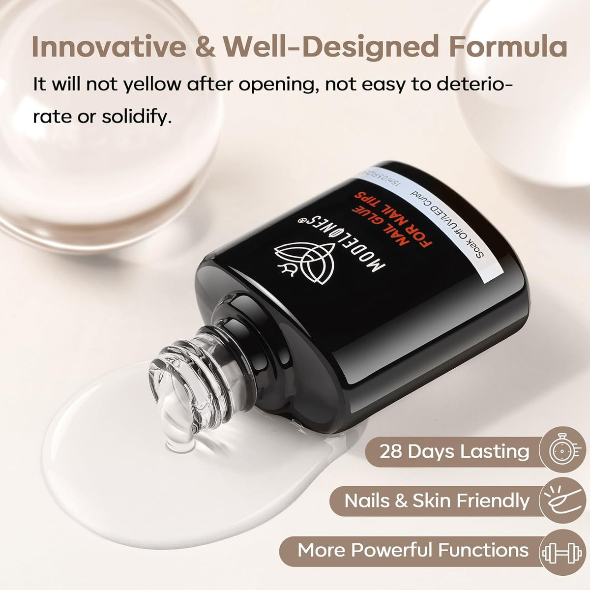 Modelones 9 in One Nail Glue Polish Set Brush On Gel Nail Glue 15ml for Rhinestone, Base Gel