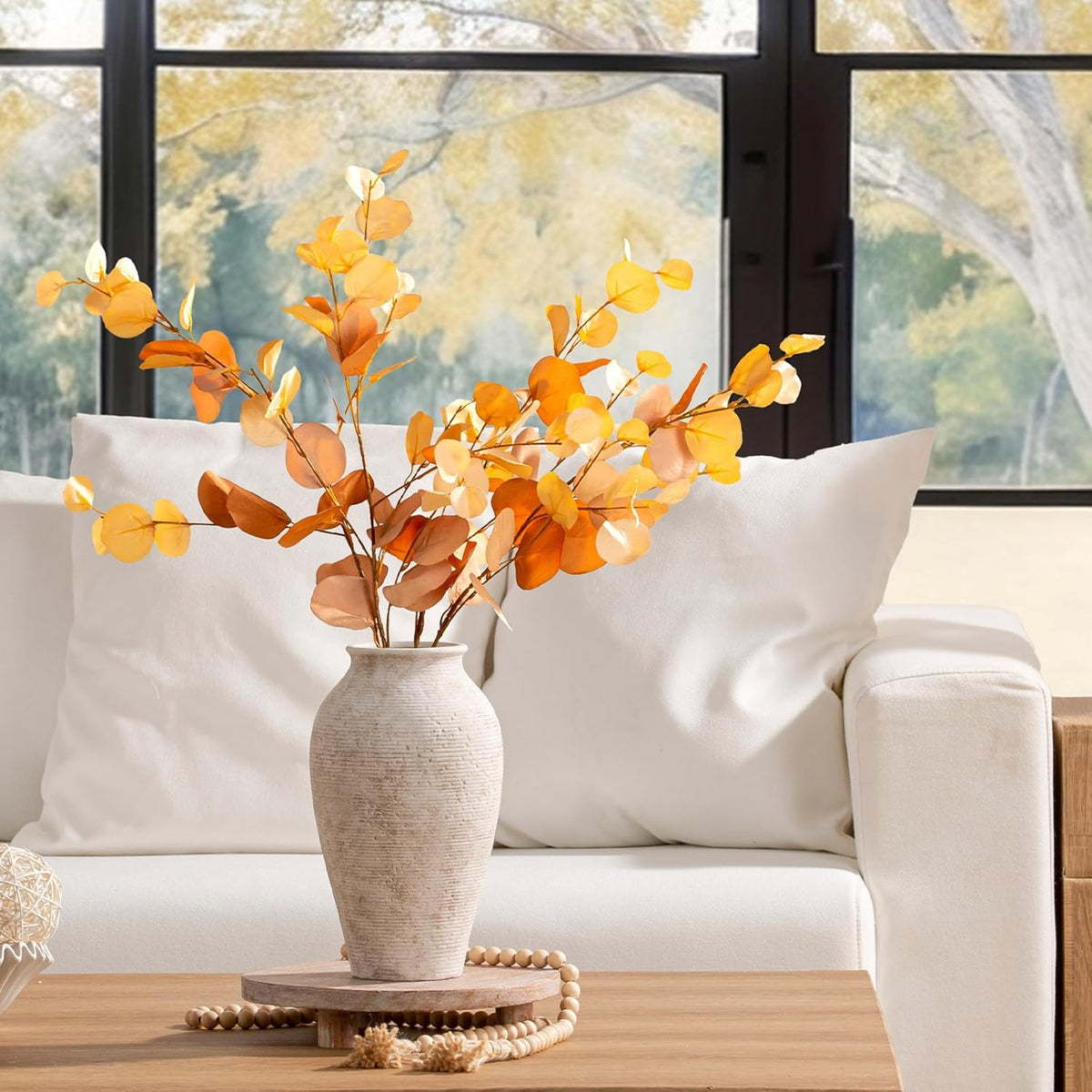 Ceramic Flower Vase Home Decor - Large Tall Farmhouse Table Vases Rustic Vintage Living Room
