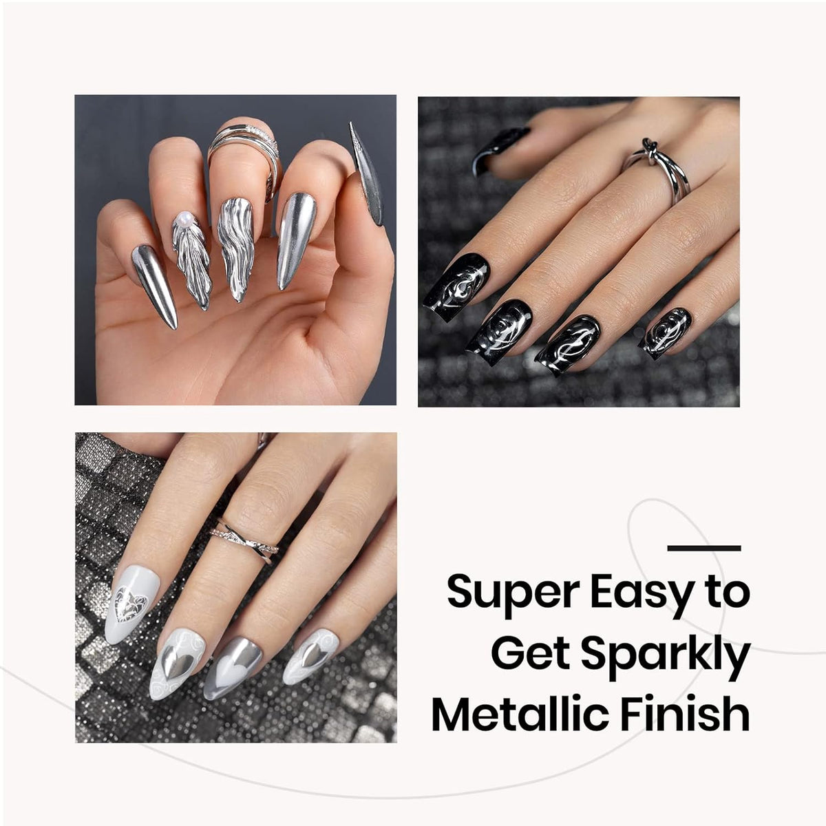 beetles Gel Polish Sliver Chrome Nail Powder, Mirror Metallic Effect Premium Salon Nail Glitter