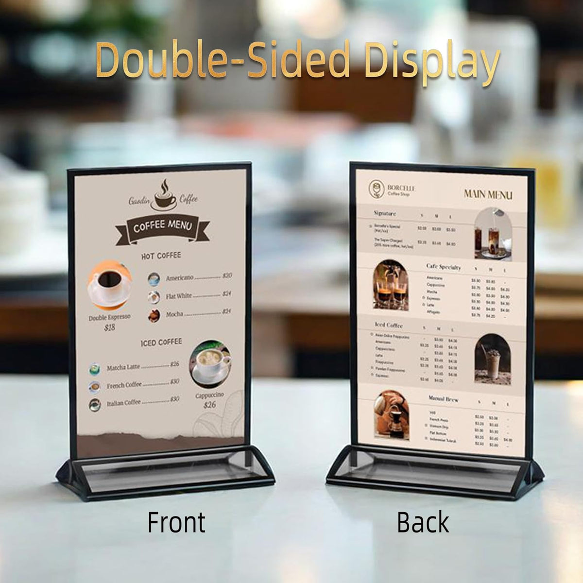 5x7 Inches Clear Picture Frames 6 Pack Acrylic Sign Holders, Double-sided Menu Stands Wedding Table