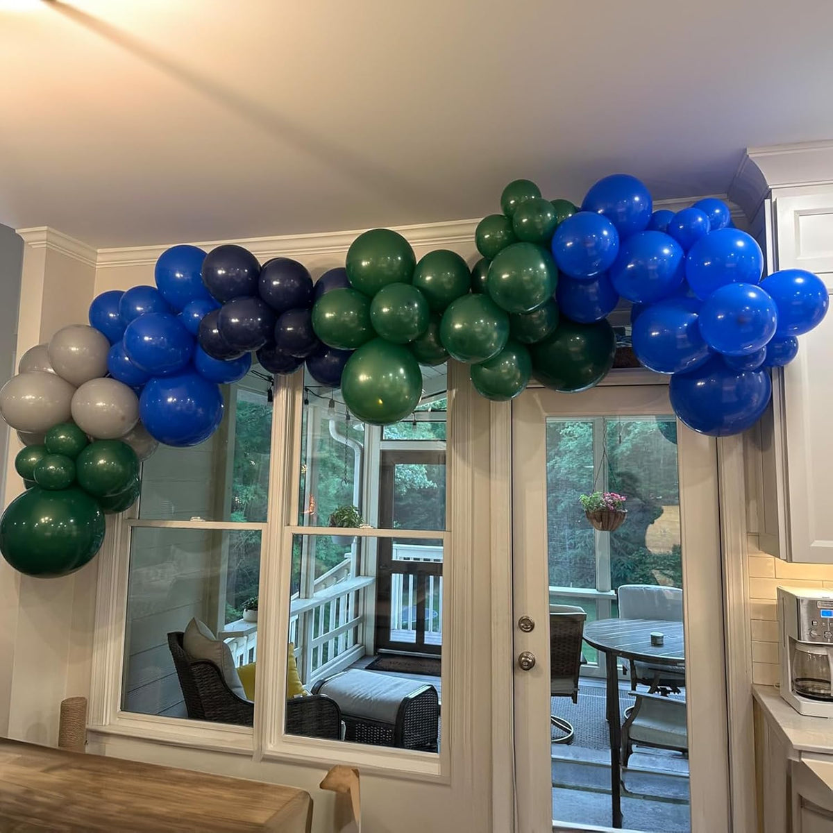 Balloons Green and Blue, 60Pcs 12 Inch Navy Blue Green White Latex Party Balloons for Kids