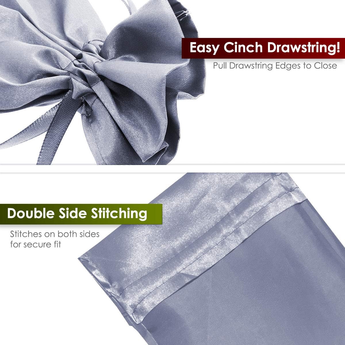 3" x 4" Silver Satin Gift Bags, Jewelry Bags, Wedding Favor Silky Drawstring Baby Shower Christmas
