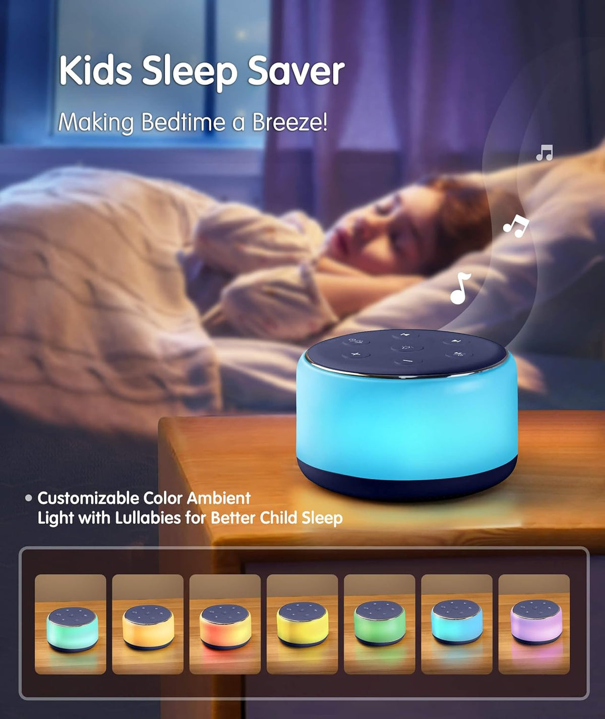 FamiSym Sleep Sound Machine for Babies Kids Adults - Rechargeable White Noise Machine for Sleeping