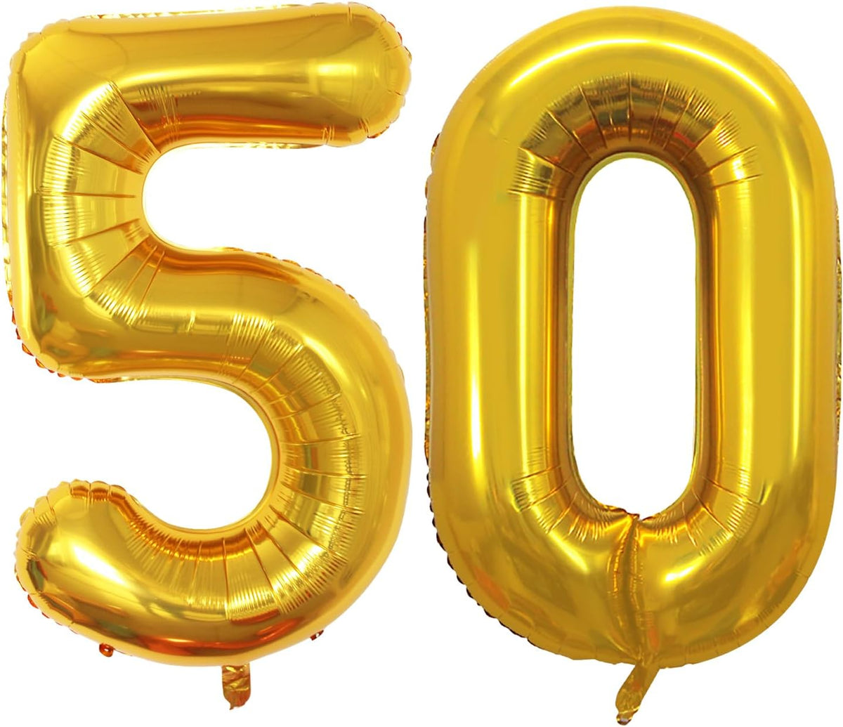 GOER Number 50 Balloons for 50th Birthday Party Decorations,42 Inch Jumbo Foil Helium Balloons for