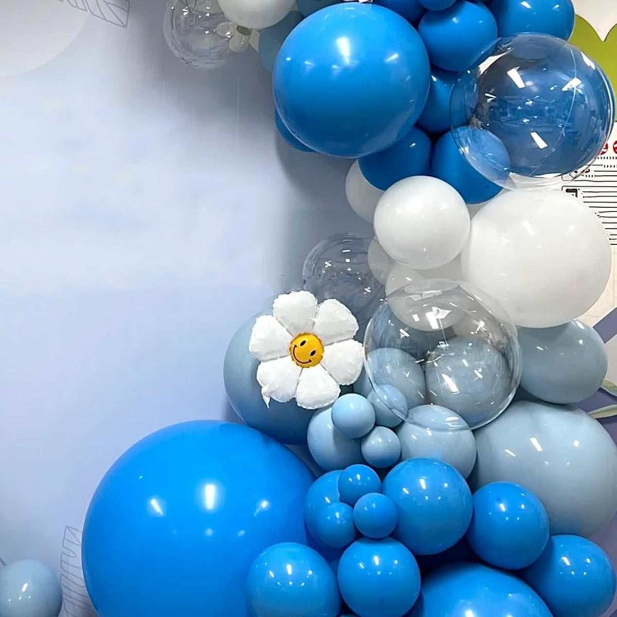 90pack Blue Balloons Different Size 18/12/10/5 Inch Pastel Green Balloon Garland Arch Kit for Baby