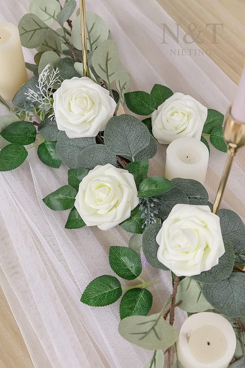 N&T NIETING Artificial Flowers, 25Pcs Fake Flowers Roses Perfect for DIY Wedding Bouquets
