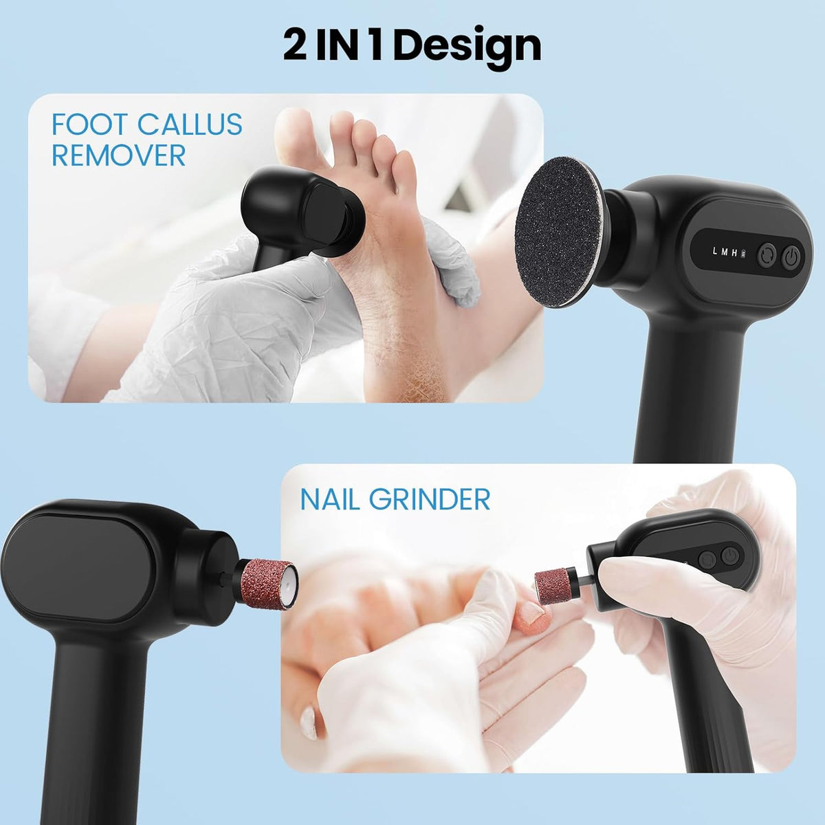 Electric Callus Remover for Feet, 2 in 1 Electric Foot File Grinder, Rechargeable Cordless Foot