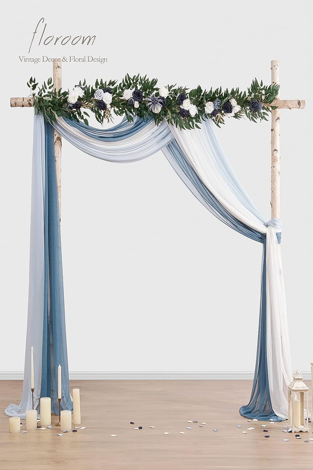 Floroom Wedding Arch Draping Fabric 3 Panels 20Ft Chiffon Fabric Drapes Arbor Drapery Wedding