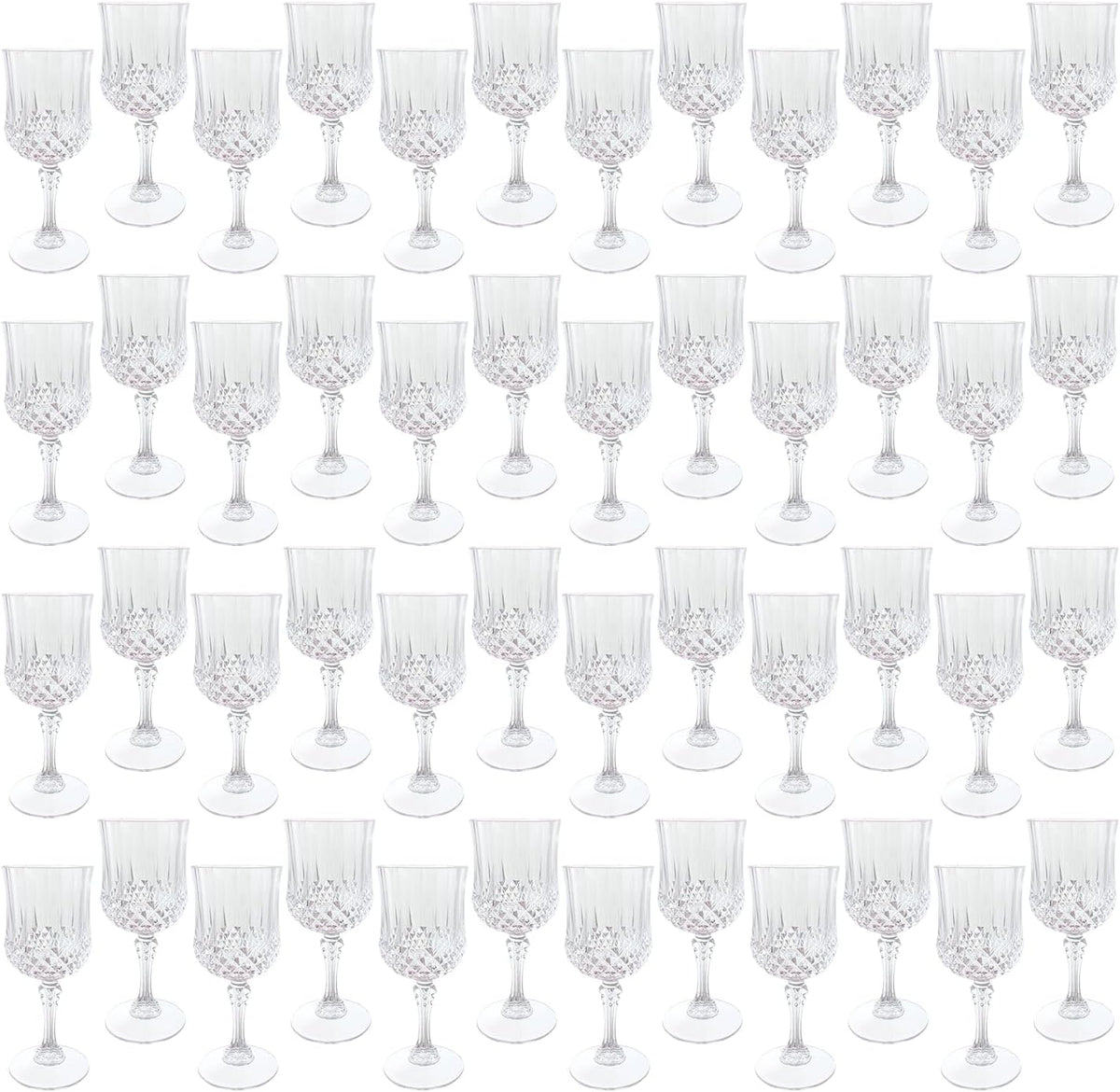 Plastic Wine Glasses，Plastic Goblets Vintage Style Cordial Drinking Glasses for Wedding Reception