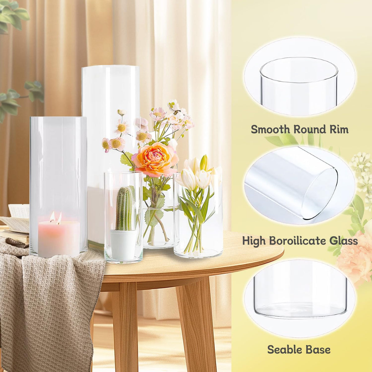 60pcs Glass Vase Cylinder Vases for Centerpieces Small Flower Glass Vases Home Decor Centerpiece