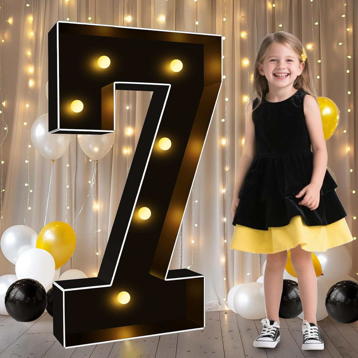 Pooqla 3FT Marquee Light Up Numbers, Black Lighted Party Decor for her him Women Men, Giant Mosaic