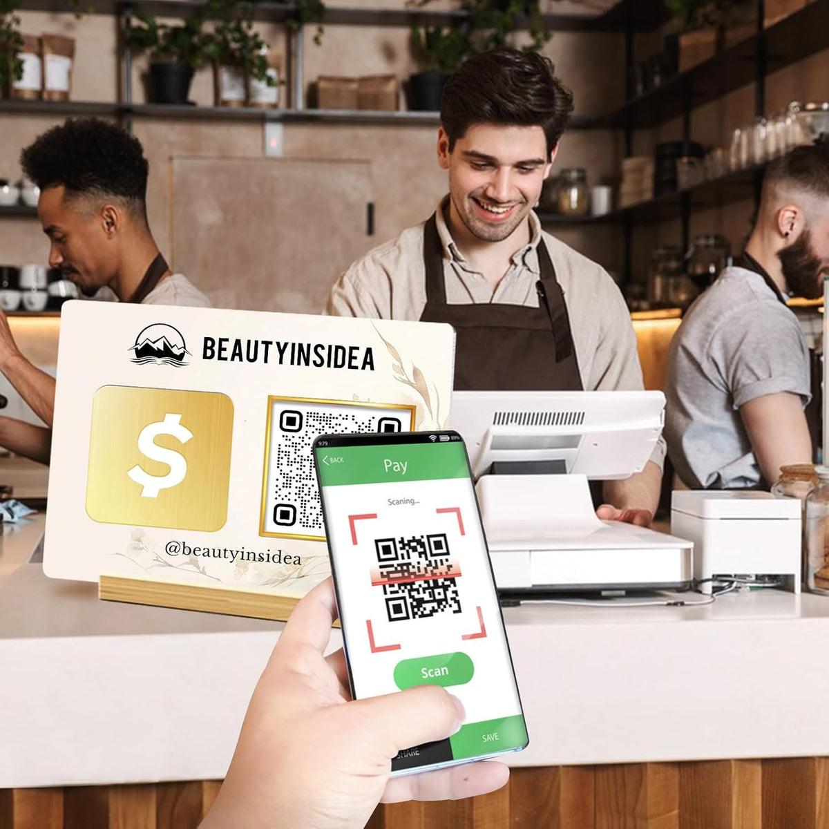 Personalized Custom Metal QR Code Sign Venmo Cashapp Scan to Pay with Stand Instagram Facebook