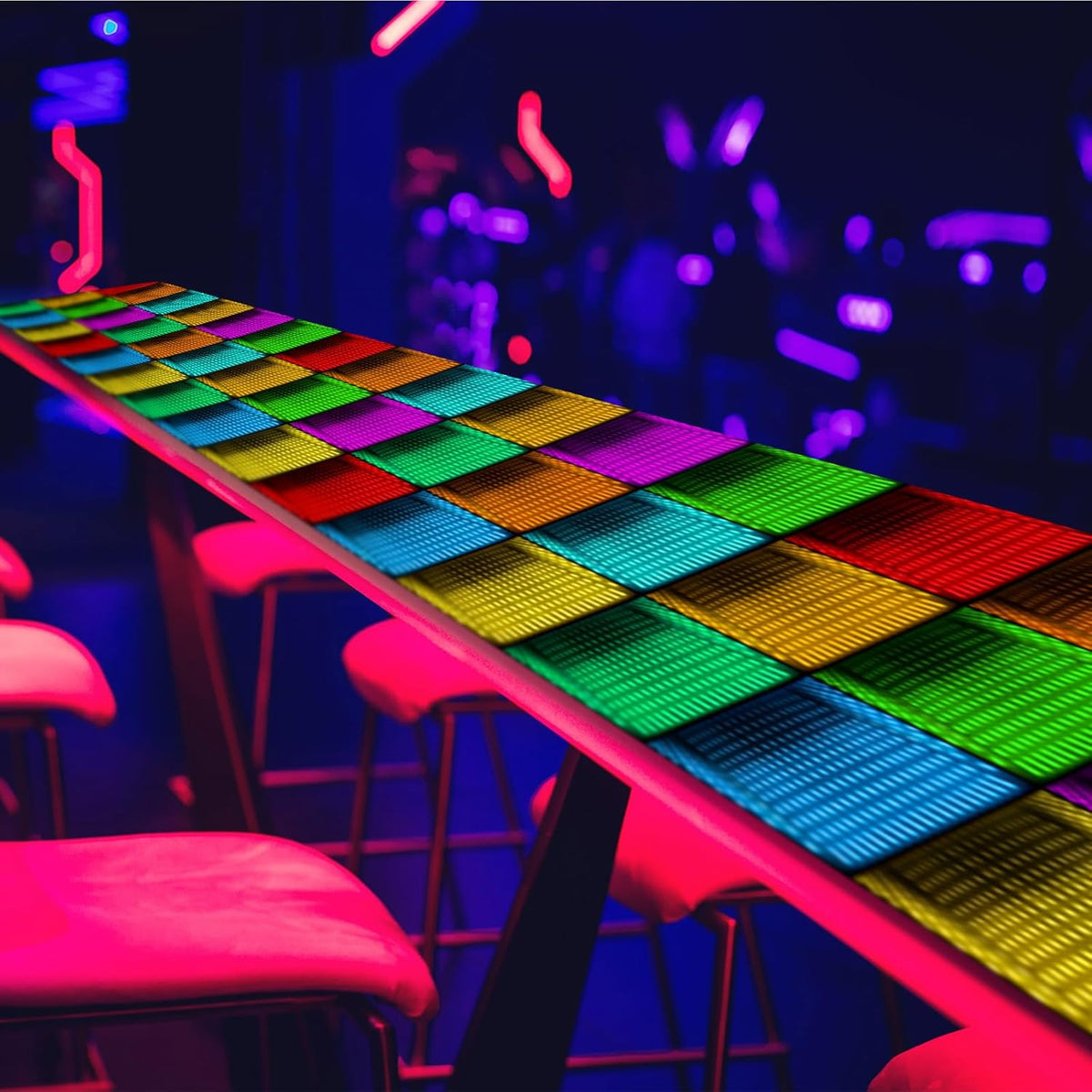 Haull 118 x 39 Inch Neon Light up Dance Floor Glow in The Dark Runner UV Reactive Blacklight Floor