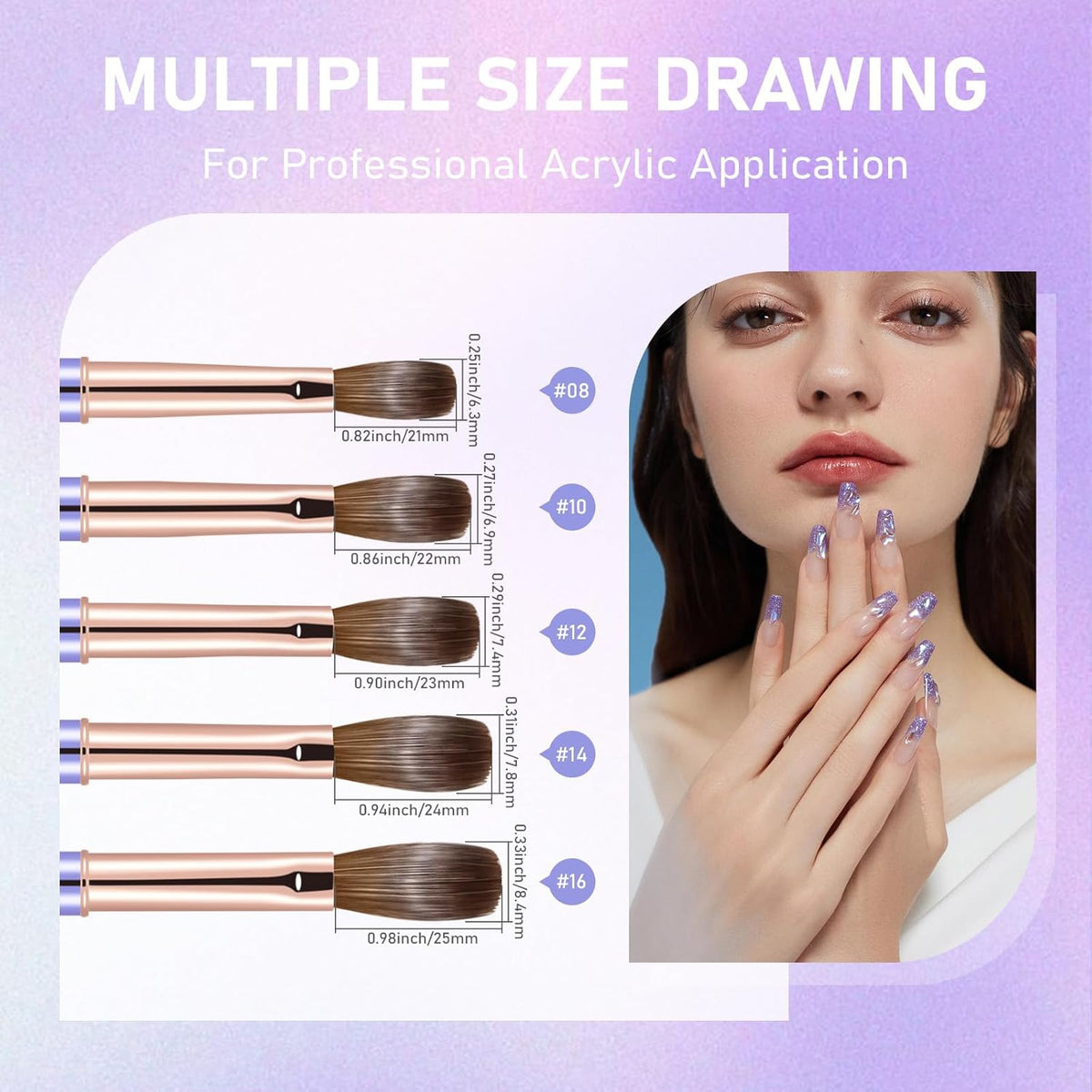 Acrylic Nail Brush Size #14, KEMEISI 100% Pure Kolinsky Nail Art Brushes Sturdy Handle Oval Shaped