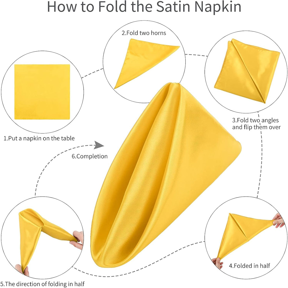 ANECO 16 Pack Square Satin Napkin Bright Silk Table Napkin Soft Smooth Fabric Table Napkin for