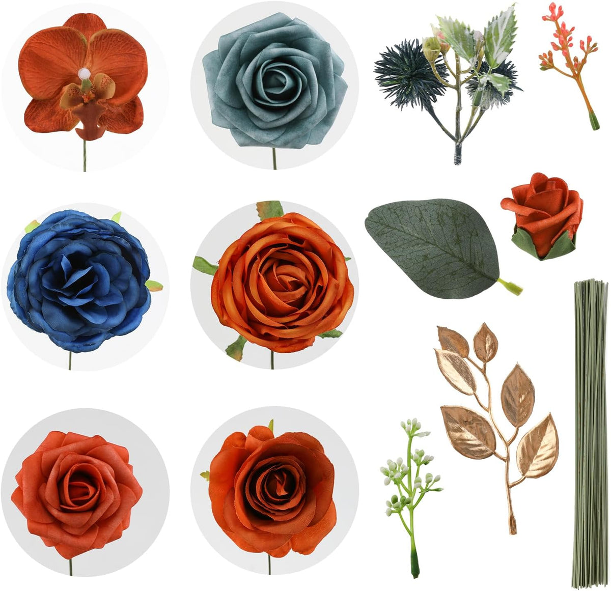 Artificial Flowers Combo for DIY Wedding Bouquets Combo Centerpieces Arrangements Party Bridal Baby