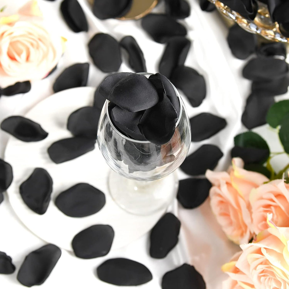 300pcs Artificial Black Rose Petals Fake Silk Flower Petals for Wedding Flower Girl Basket Ceremony