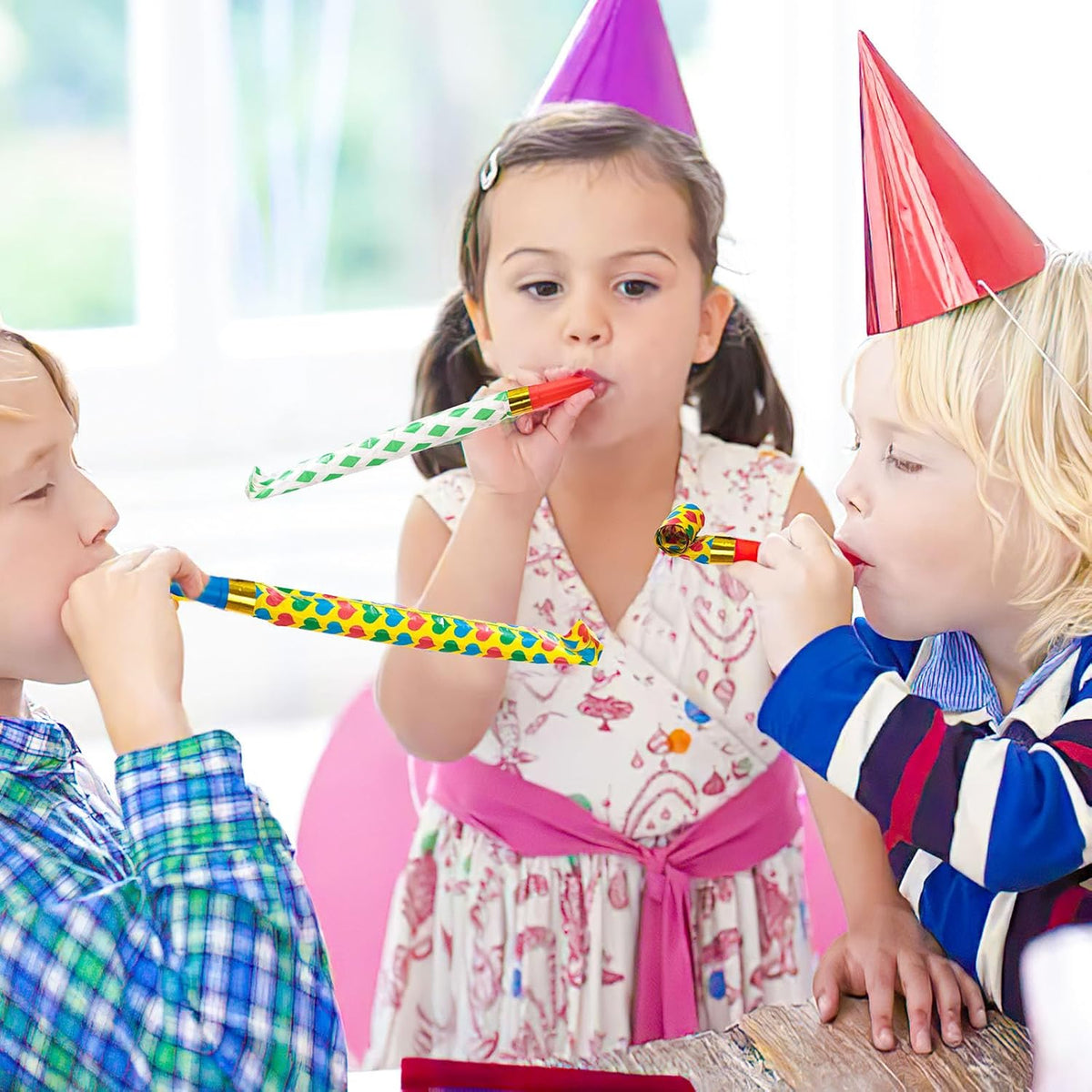 LovesTown 40PCS Party Blowers, Colorful Birthday Noisemakers Birthday Blow Horns Party Whistles New