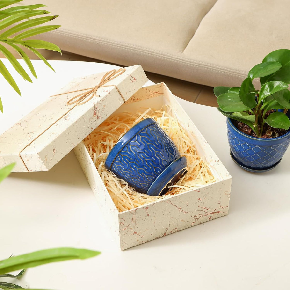 Sureasy Ceramic Plant Pots, 4.7 Inch Flower Pots for Indoor Plants, Succulent Pots with Saucer and