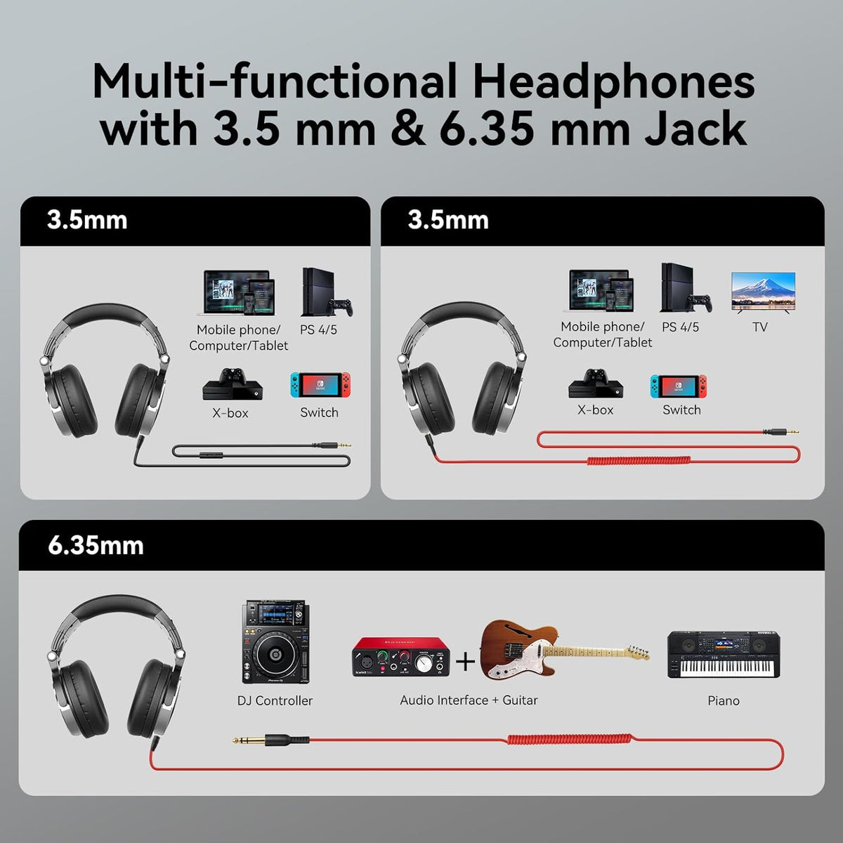 OneOdio Wired Over Ear Headphones Hi-Res Studio Monitor & Mixing DJ Stereo Headsets with 50mm