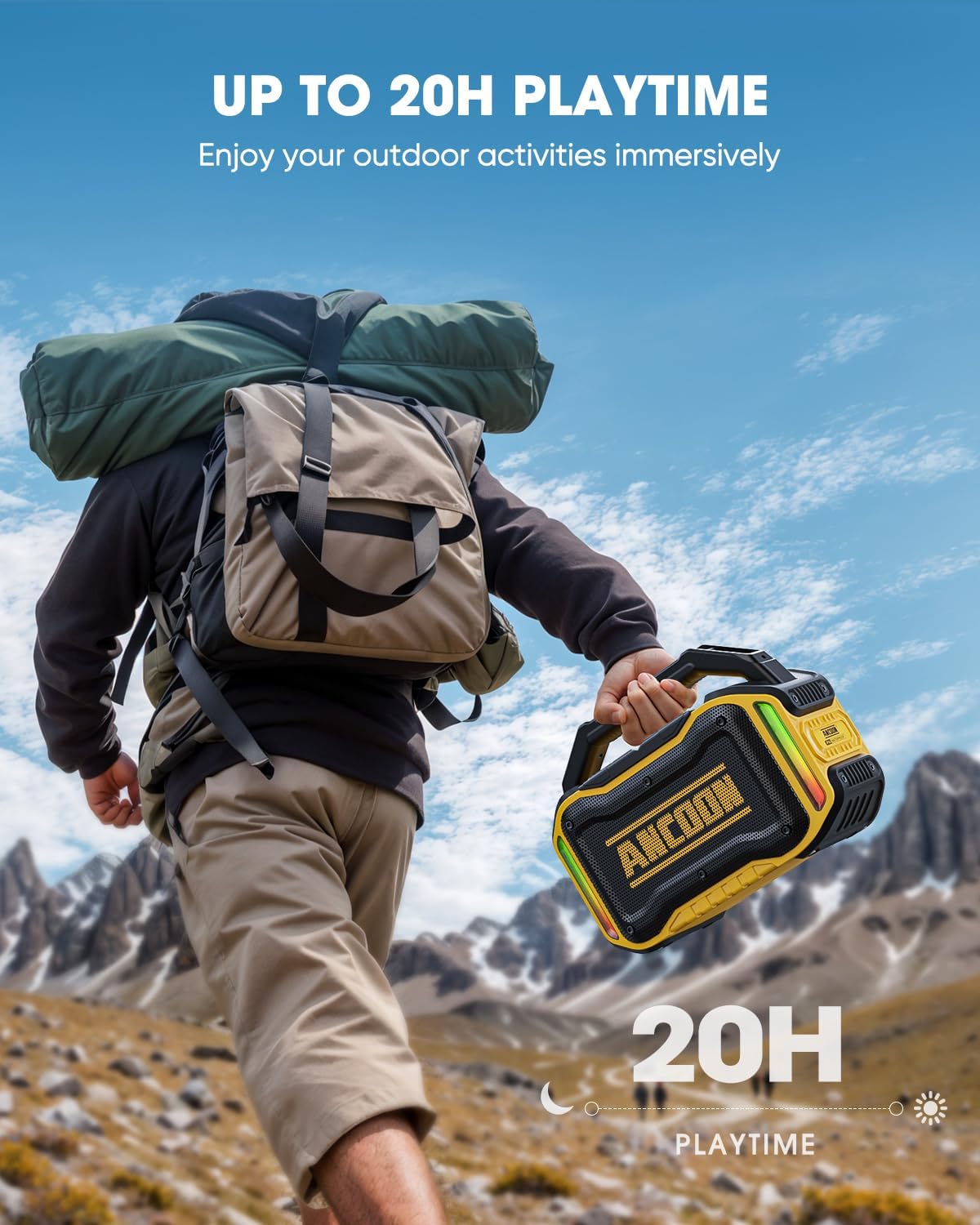 Speakers Bluetooth Wireless: 80W(Peak) Loud Speaker with Bass, 20H Playtime, IPX6 Waterproof, Large