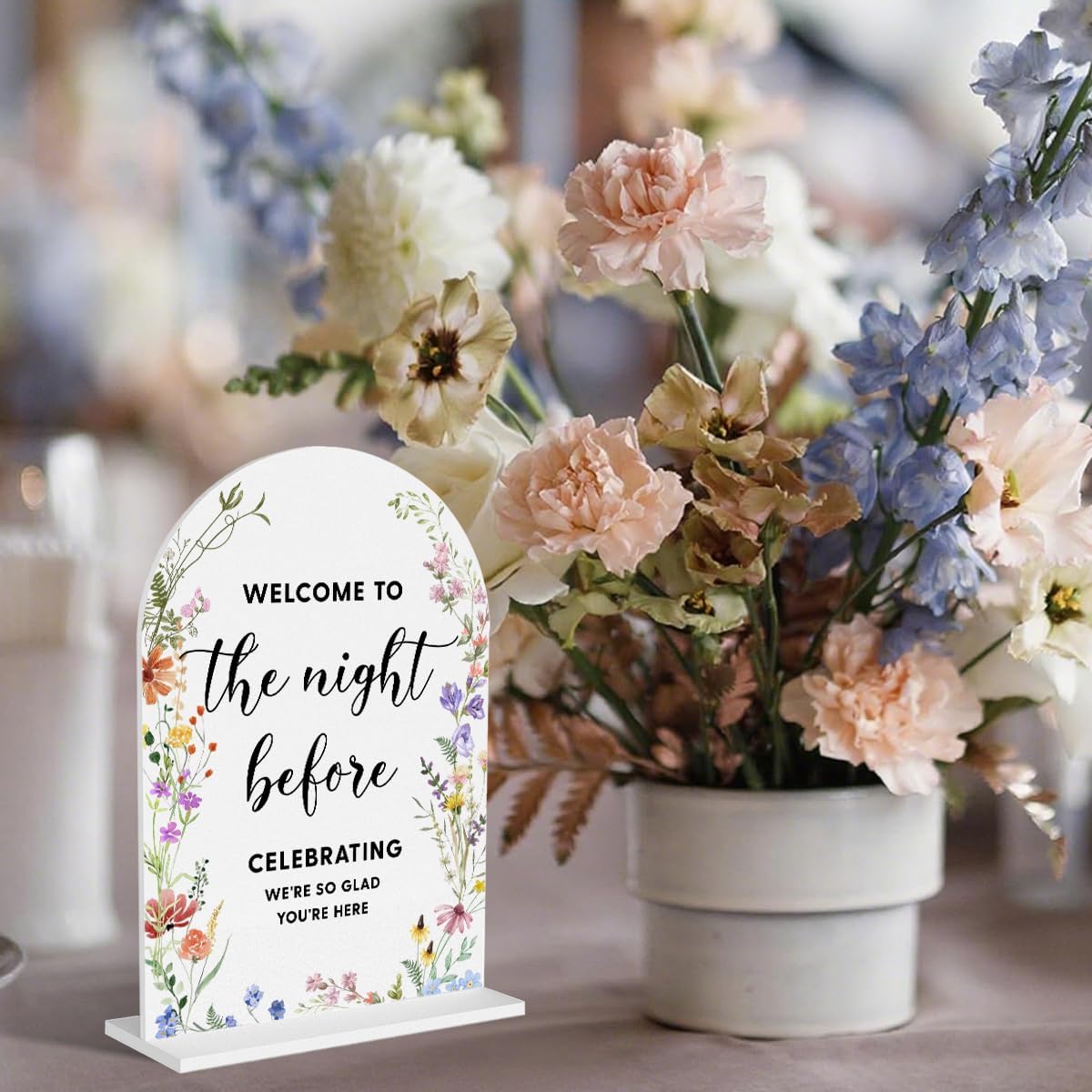 Acrylic Wedding Signs, Bridal Shower Decorations, Modern Arched Round Top Acrylic Table Top Sign