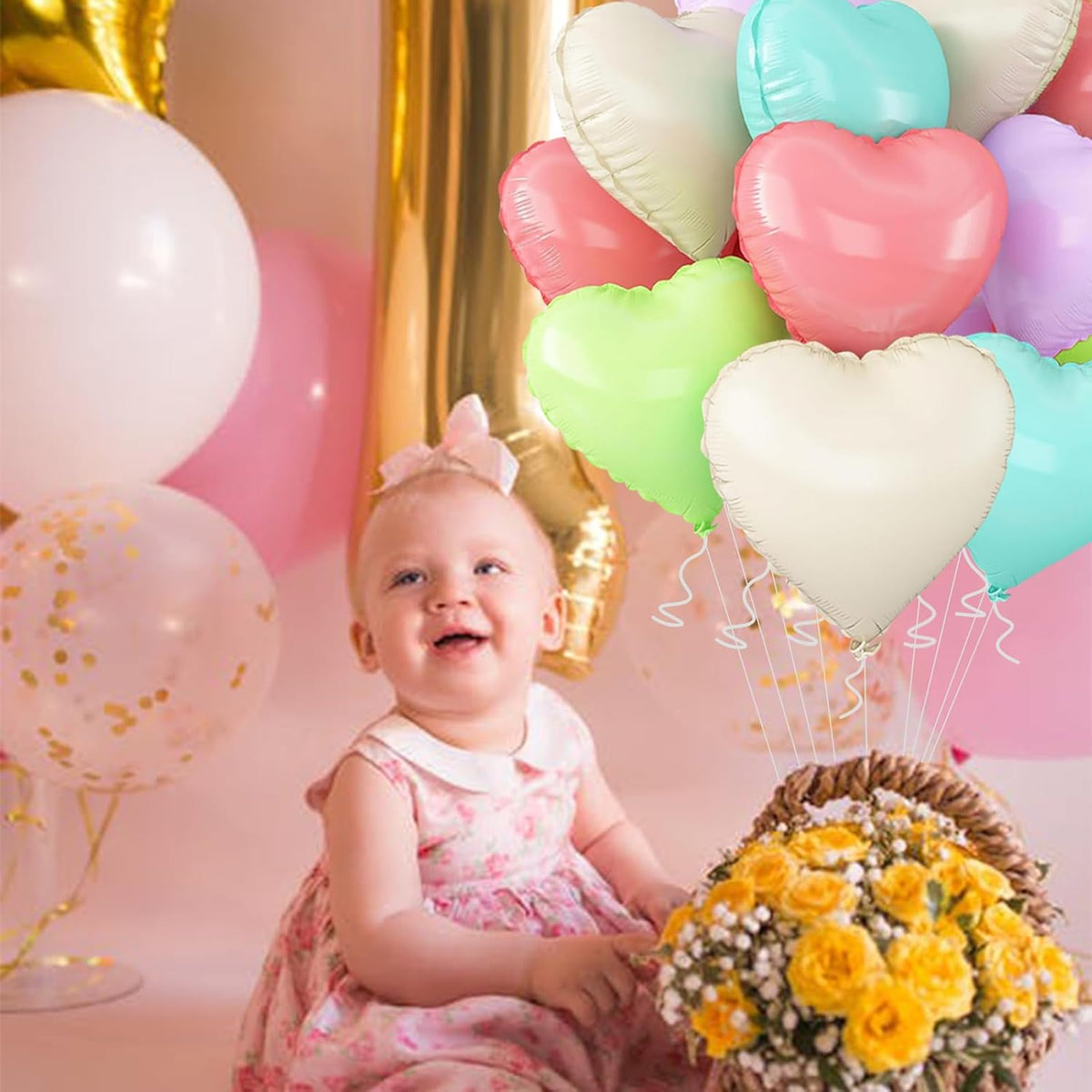 5 Colors Heart Balloons,18inch Heart Shaped Foil Balloons & Helium Mylar Balloon for Anniversary