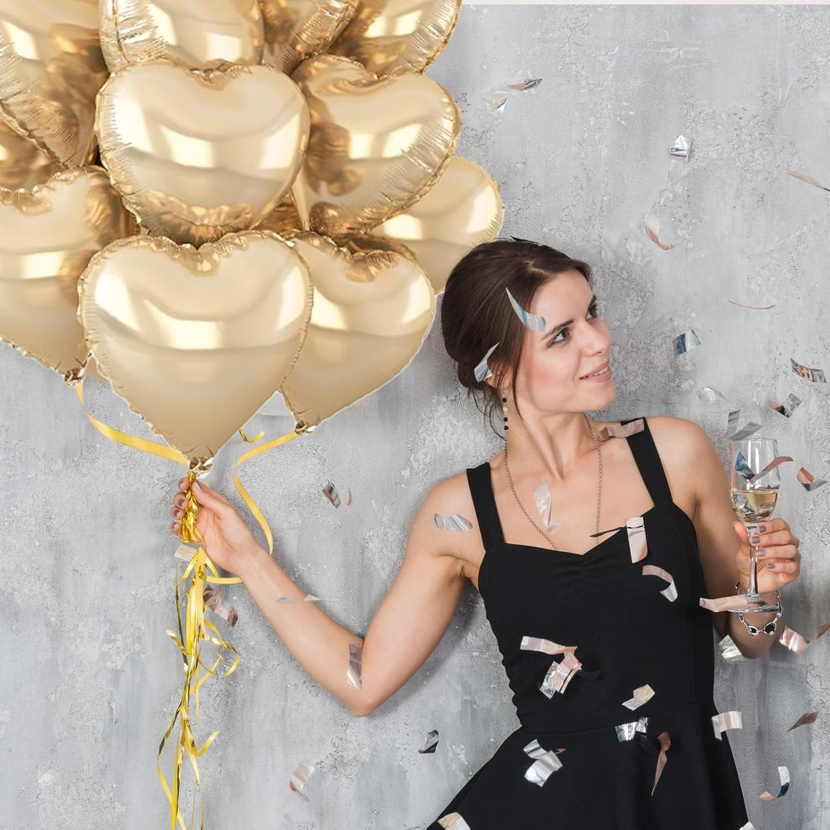 Champagne Gold Heart Balloons, 18 Inch Pastel Gold Heart Shaped Balloon, 12PCS Large Pastel Yellow