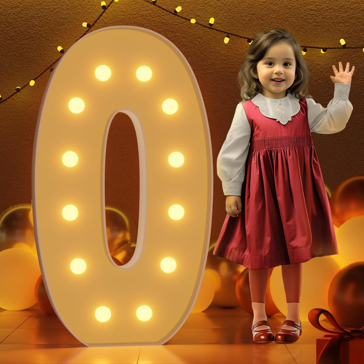 imprsv 4FT Acrylic Light Up Letter O, Decorative Signage for Baby Shower, Anniversary, Weeding