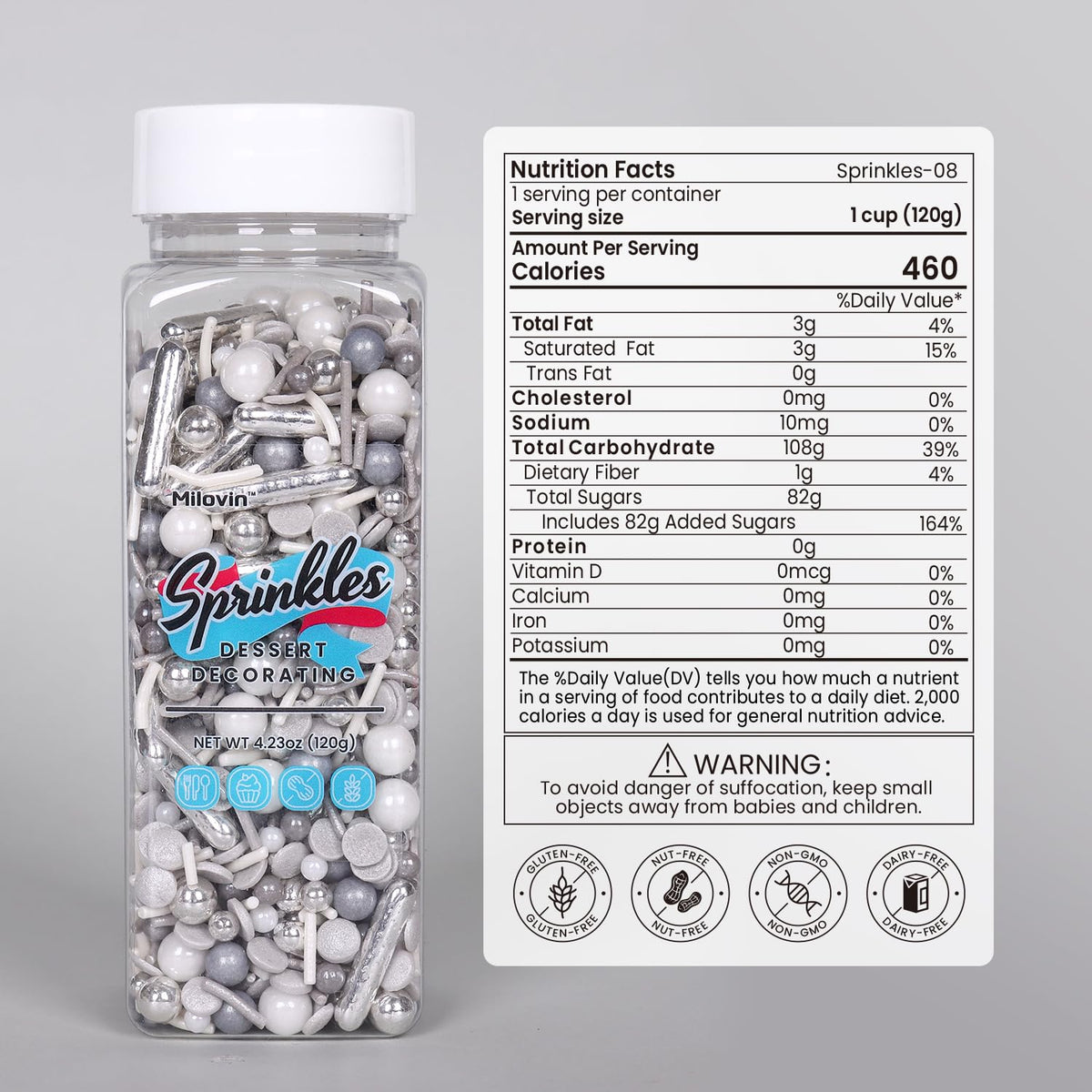 Silver Sprinkles for Cake Decorating, Silver Rob Sprinkles, Silver Pearl Sprinkles, Jimmy