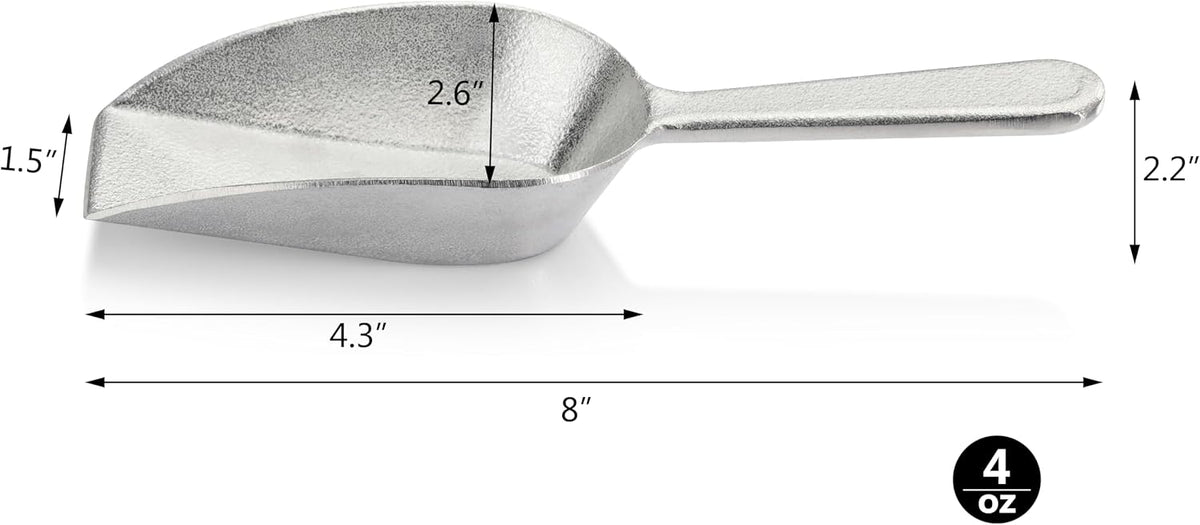 New Star Foodservice 34660 One-Piece Cast Aluminum Flat Bottom Bar Ice Flour Utility Scoop