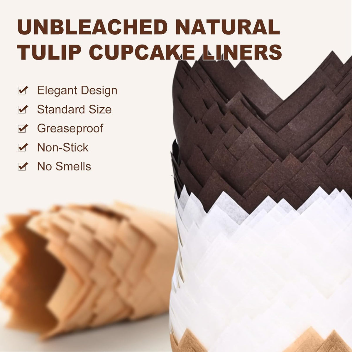 Tulip Cupcake Liners for Baking 200 Cups, Unbleached Parchment paper Muffin Liners, Upgraded