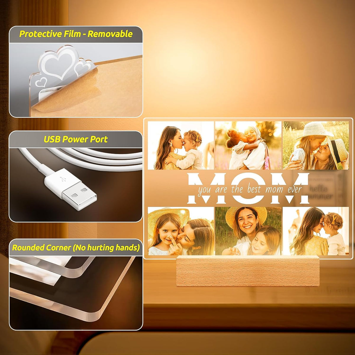 Personalized Gifts for Mom from Daughter Son, Custom Picture Frames with Photos, Customized Photo