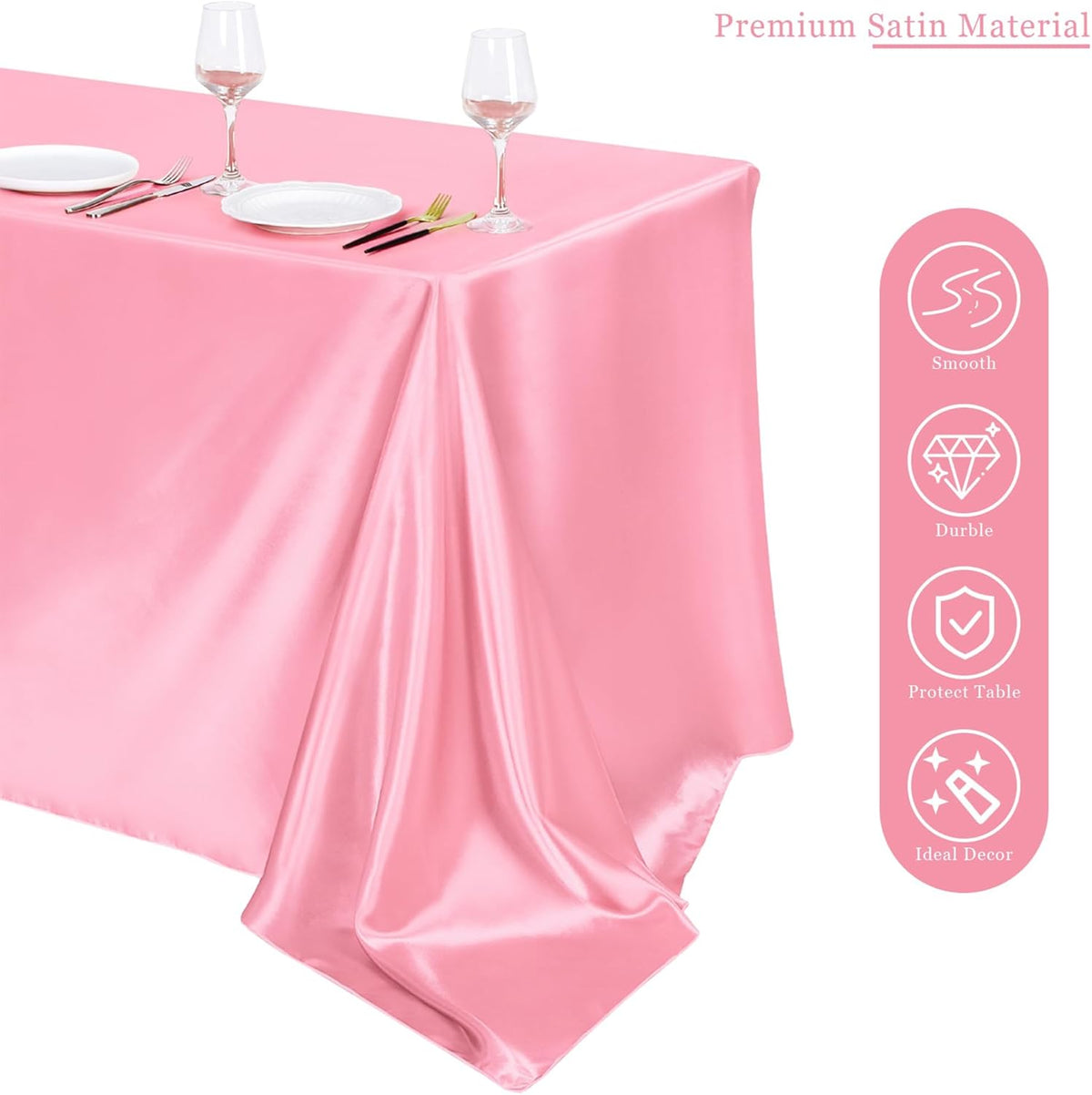 TURSTIN 4 Packs Gradient Pink Satin Tablecloth 102 x 58 Inch Overlay Satin Table Cover Rectangle