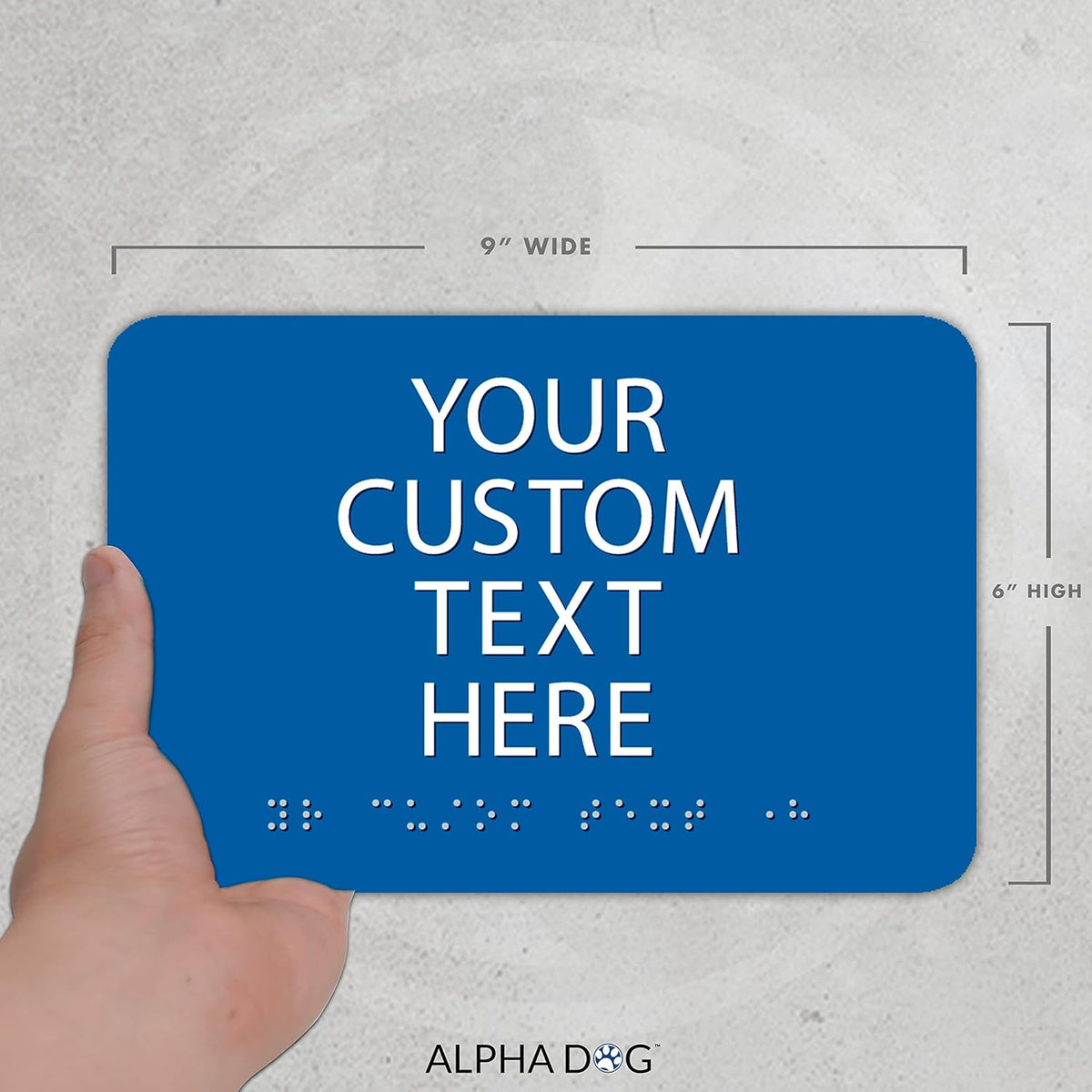 ALPHA DOG ADA SIGNS Custom ADA Compliant Braille Sign, 6"x9" Room Identification Plaque, Tactile