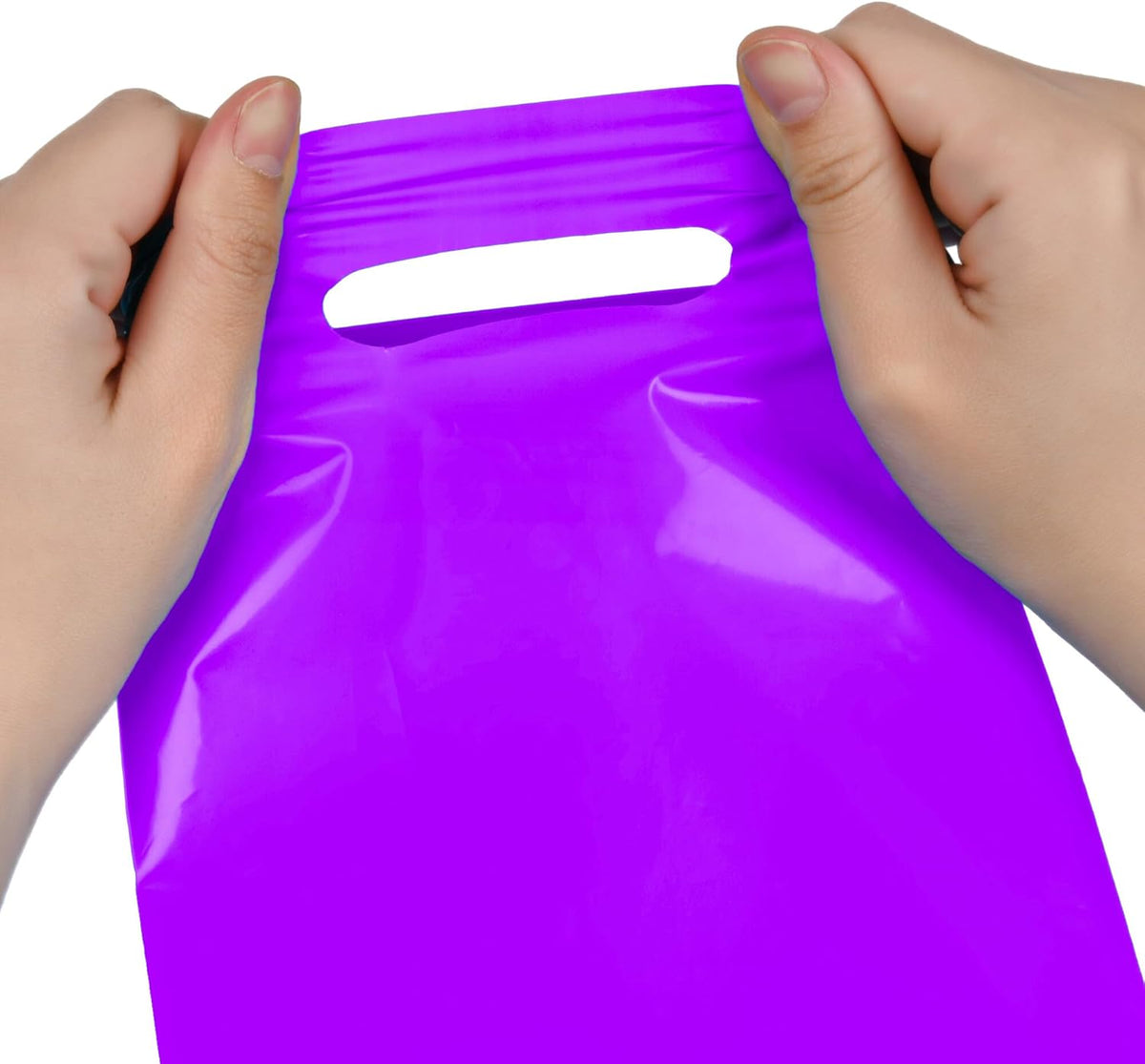 Purple 100 PCS Small Gift Bags, 6"x8" Goodie Party Favor Bags with Handle, Treat Retail Pouches for