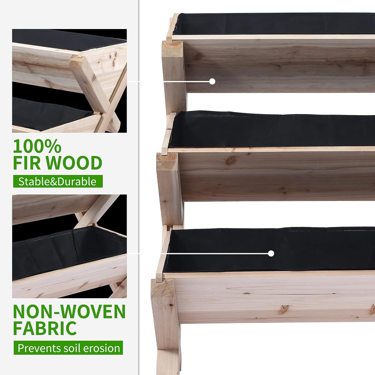 3 Tiers Wooden Vertical Raised Garden Bed with Legs,Planter Raised Beds Kit for Flowers Herbs