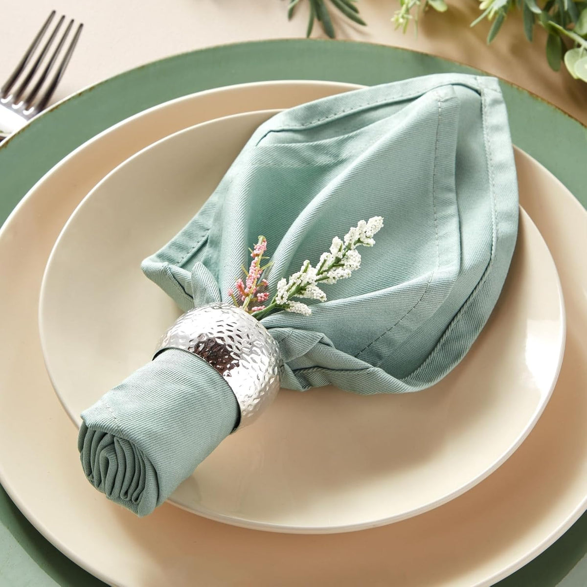 Farmlyn Creek Silver Napkin Rings Set of 12-1.8 in Round Polished Zinc, Bulk Napkin Ring Holders