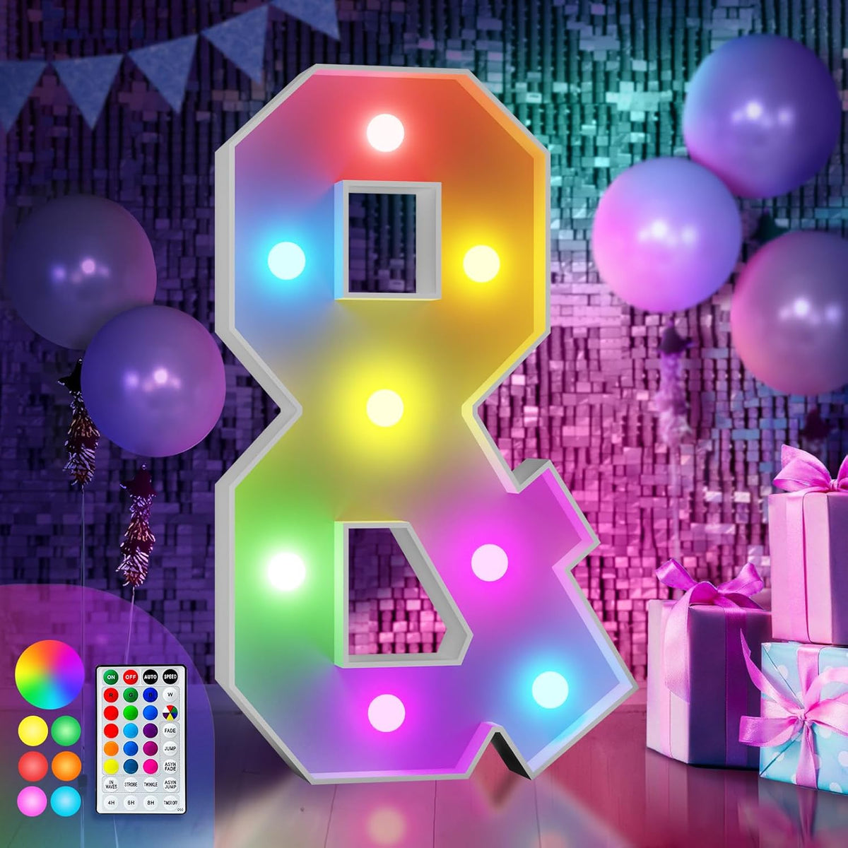 imprsv 3FT Colorful Marquee Light Up Letters &, 18 Colors Large Light up Letters Alphabet Sign with