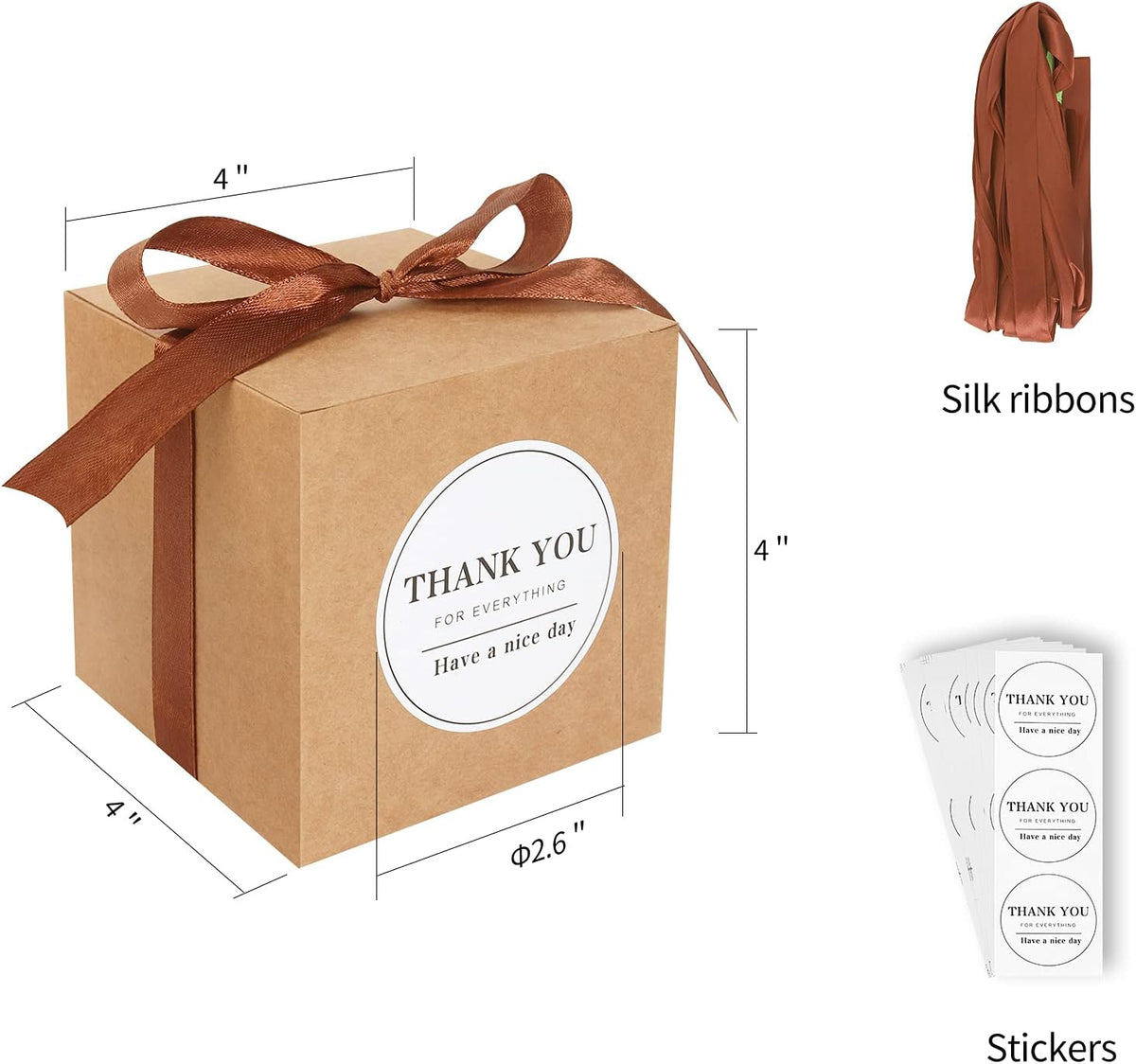 COTOPHER Small Gift Boxes 60 Pack 4x4x4 inches Brown Gift Boxes with Lids for Gifts, Crafting