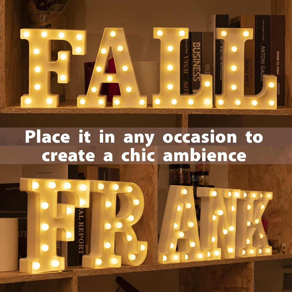 HXWEIYE LED Marquee Letters Lights Sign F, 26 Alphabet Light Up Letter and Number 0-9 Number Warm