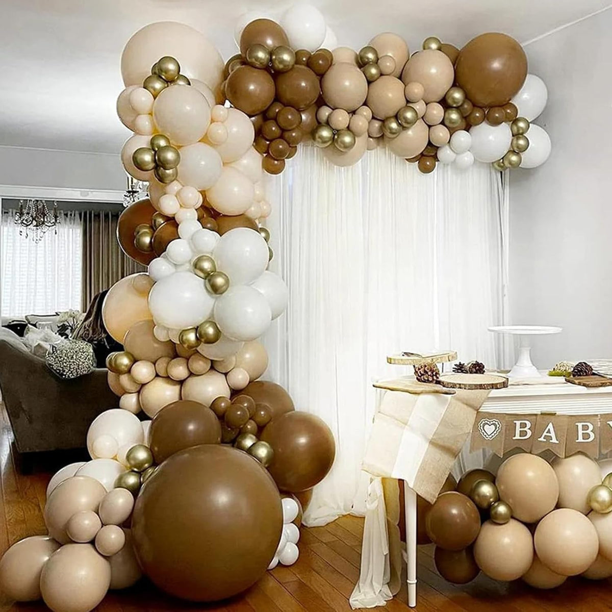 Brown Cream Neutral Balloons, 12 Inch 60PCS Retro Brown Khaki Beige Sand White Balloon, Beige Nude