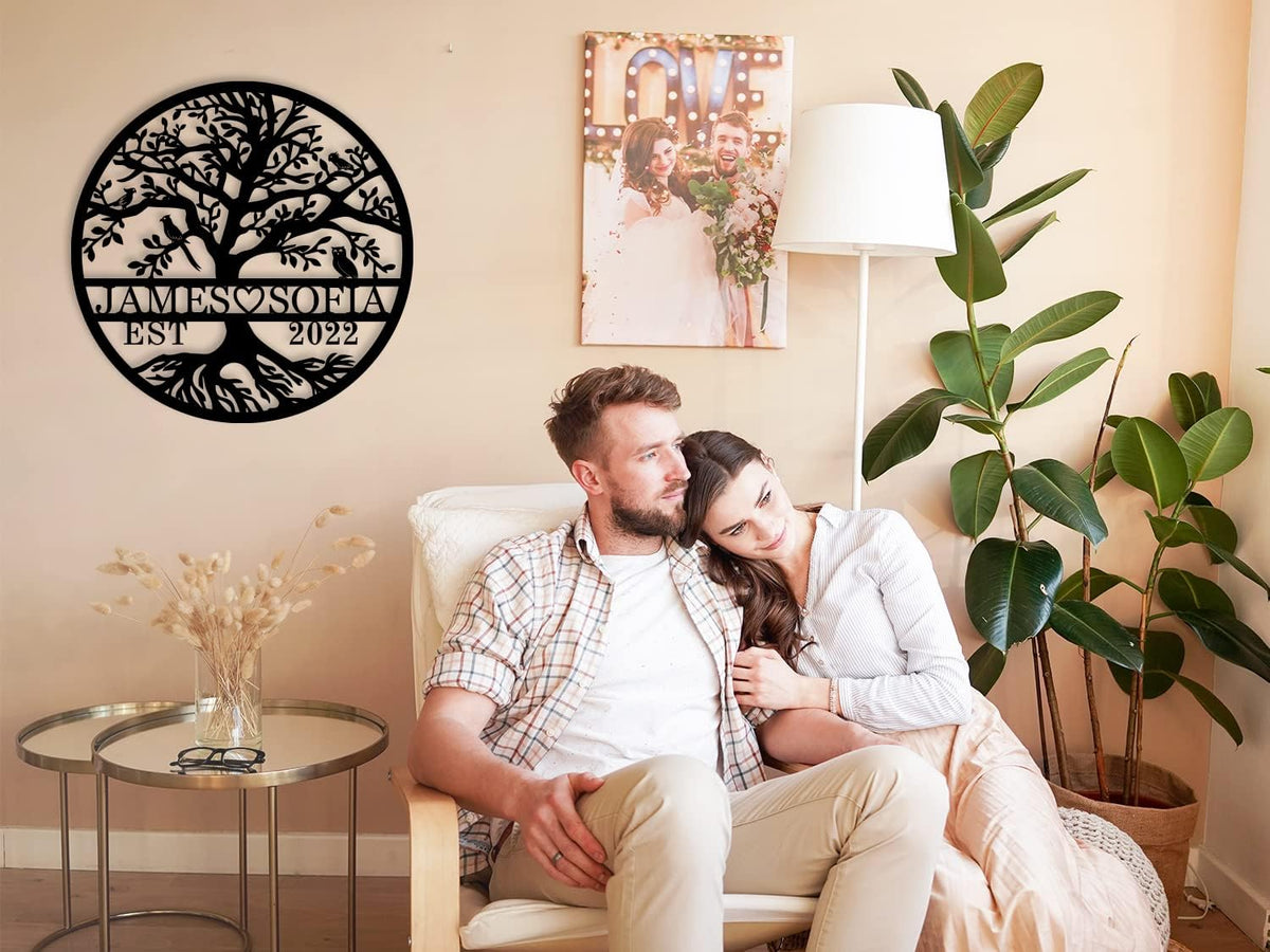 Personalized Tree of Life Metal Sign, Custom Name Sign, Tree of Life Wall Decor,Tree of Life Wall
