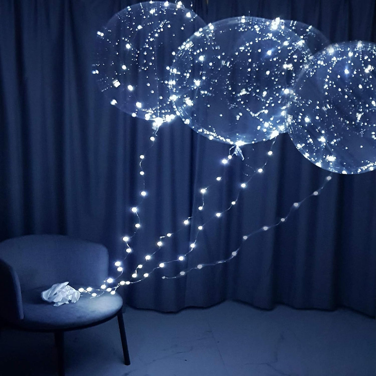 White LED Balloons Light up Bobo Party Balloons DIY kit-Clear Cold White LED Balloons for Helium or